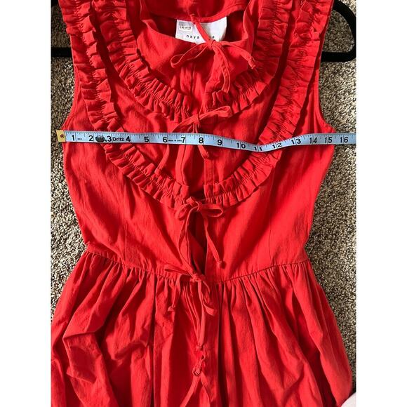 NWT Naya Rea Cherry Red Bow Tie Cottagecore Via Midi Dress $350 MSRP - Picture 10 of 11